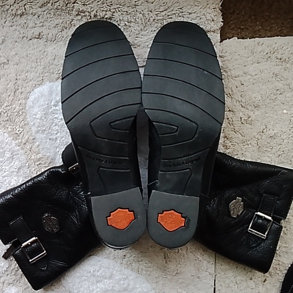 Harley Davidson Leather Buckle Boots 9 - Picture 4 of 16